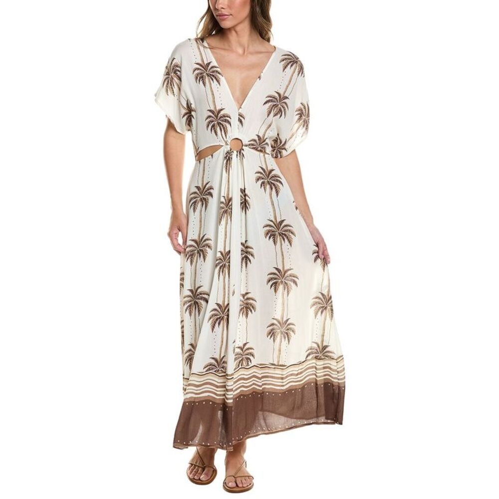 Surf Gypsy Womens  Printed O-Ring Maxi Dress, White